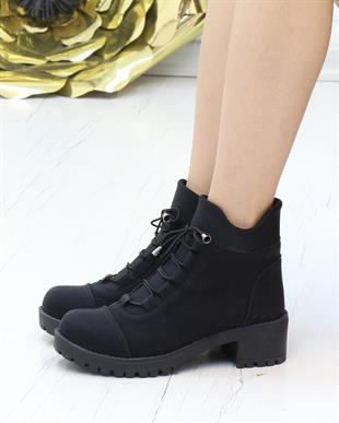 Nesil Shoes Sdf 051 Siyah Zümrüt Kışlık Boğazı Strech Kadın Bot