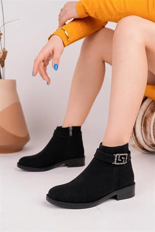 Nesil Shoes Sdf 161 Siyah Zümrüt Fermuarlı Günlük Kadın Bot