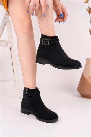 Nesil Shoes Sdf 161 Siyah Zümrüt Fermuarlı Günlük Kadın Bot