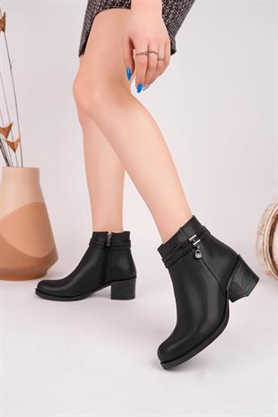 Nesil Shoes Sdf 303 Siyah Fermuarlı Günlük Kadın Bot