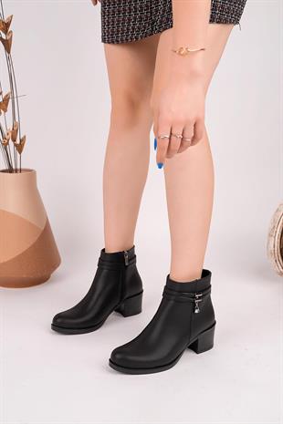 Nesil Shoes Sdf 303 Siyah Fermuarlı Günlük Kadın Bot