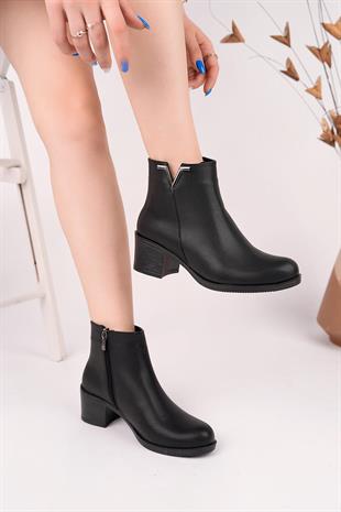 Nesil Shoes Sdf 305 Siyah Fermuarlı Günlük Kadın Bot