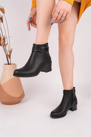 Nesil Shoes Sdf 307 Siyah Fermuarlı Günlük Kadın Bot