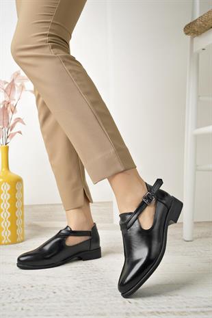 Nesil Shoes Sdf 401 Siyah Saten Tokalı Kadın Babet