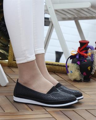 Nesil Shoes Sdf 700 Siyah İçi Hakiki Deri  Anatomik Kadın Ayakkabı