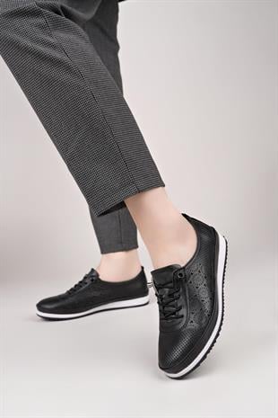 Nesil Shoes Sdf 701-3 Siyah İçi Deri Günlük Kadın Ayakkabı