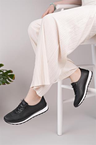 Nesil Shoes Sdf 701-4 Siyah İçi Hakiki Deri Kadın Ayakkabı