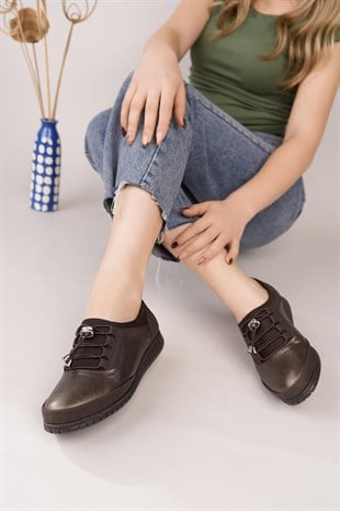 Nesil Shoes Sdf 702-1 Bakır Lastik Bağcıklı Kadın Ayakkabı