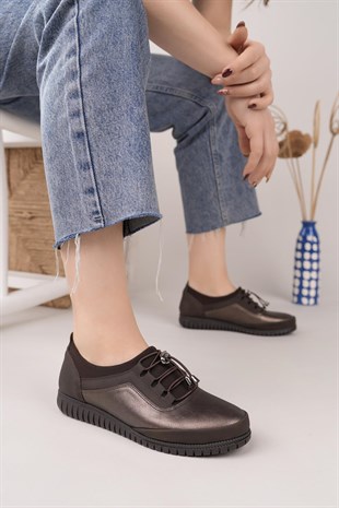 Nesil Shoes Sdf 702-1 Bakır Lastik Bağcıklı Kadın Ayakkabı