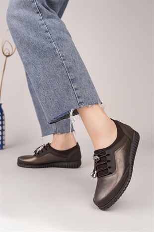 Nesil Shoes Sdf 702-1 Bakır Lastik Bağcıklı Kadın Ayakkabı