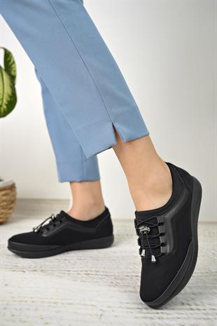 Nesil Shoes Sdf 702 Siyah Kot Anatomik Kadın Ayakkabı
