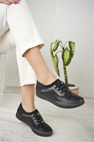 Nesil Shoes Sdf 702 Siyah Platin Anatomik Kadın Ayakkabı