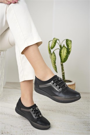 Nesil Shoes Sdf 702 Siyah Platin Anatomik Kadın Ayakkabı