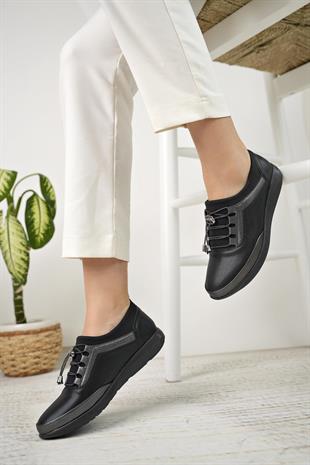 Nesil Shoes Sdf 702 Siyah Platin Anatomik Kadın Ayakkabı