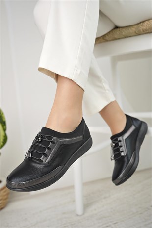 Nesil Shoes Sdf 702 Siyah Platin Anatomik Kadın Ayakkabı