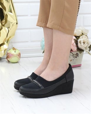 Nesil Shoes Sdf A06 Siyah Strech Dolgu Kadın Ayakkabı