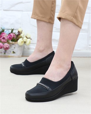 Nesil Shoes Sdf A06 Siyah Strech Dolgu Kadın Ayakkabı