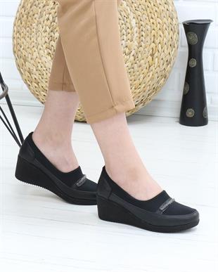 Nesil Shoes Sdf A06 Siyah Strech Dolgu Kadın Ayakkabı