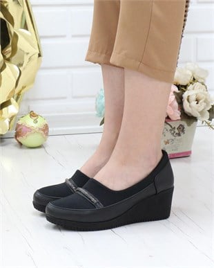 Nesil Shoes Sdf A06 Siyah Strech Dolgu Kadın Ayakkabı