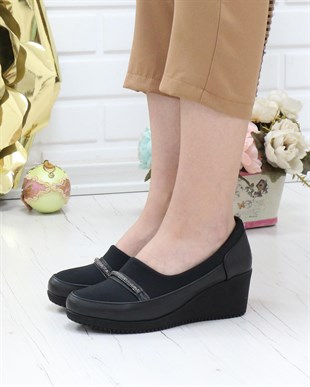 Nesil Shoes Sdf A06 Siyah Strech Dolgu Kadın Ayakkabı