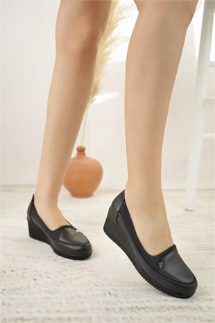 Nesil Shoes Sdf B05 Siyah Anatomik Dolgu Kadın Ayakkabı
