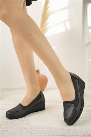 Nesil Shoes Sdf B05 Siyah Anatomik Dolgu Kadın Ayakkabı