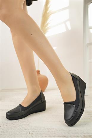 Nesil Shoes Sdf B05 Siyah Anatomik Dolgu Kadın Ayakkabı