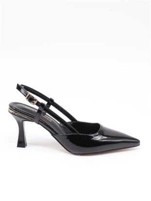 Nesil Shoes Senyo 024 Siyah Rugan Topuklu Kadın Sandalet