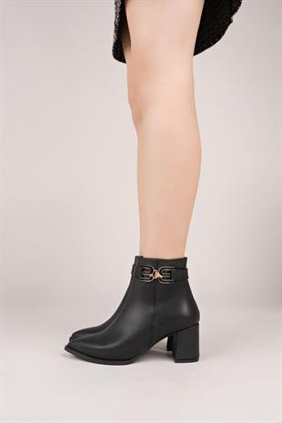 Nesil Shoes Senyo 884 Siyah Fermuarlı Kadın Bot