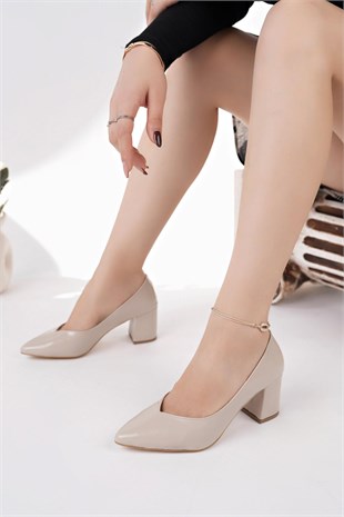 Nesil Shoes Senyo K65 Ten Rugan Baskı Topuklu Kadın Ayakkabı
