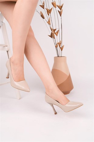 Nesil Shoes Senyo K72 Ten Rugan Baskı Topuklu Kadın Stiletto