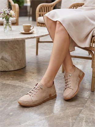 Nesil Shoes Spil Rc2 Vizon Nubuk Hakiki Deri Kadın Ayakkabı