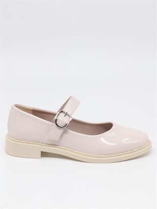 Nesil Shoes Süha 250 Bej Rugan Tokalı Balerin Kadın Babet