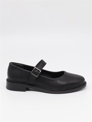 Nesil Shoes Süha 250 Siyah Tokalı Balerin Kadın Babet