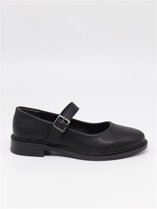 Nesil Shoes Süha 250 Siyah Tokalı Balerin Kadın Babet
