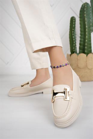 Nesil Shoes Süha 258 Bej Anatomik Kadın Lofer