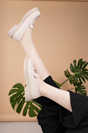 Nesil Shoes Süha 506 Bej Anatomik Kadın Lofer