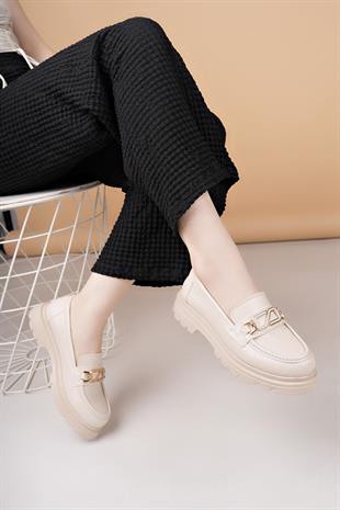 Nesil Shoes Süha 506 Bej Anatomik Kadın Lofer