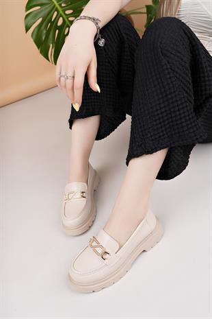 Nesil Shoes Süha 506 Bej Anatomik Kadın Lofer