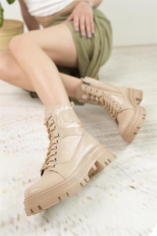 Nesil Shoes Swell 505 Nude Fermuarlı Kadın Bot