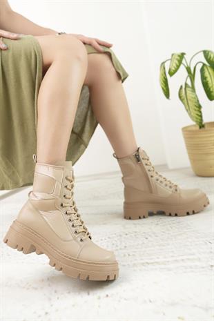 Nesil Shoes Swell 505 Nude Fermuarlı Kadın Bot