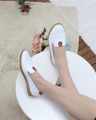 Nesil Shoes Syg P01 Beyaz Hakiki Deri Kadın Ayakkabı