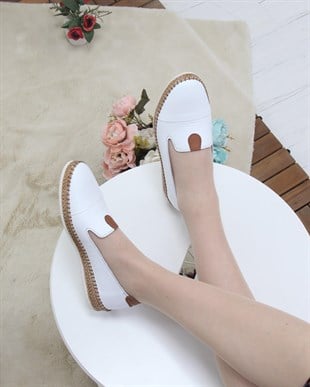 Nesil Shoes Syg P01 Beyaz Hakiki Deri Kadın Ayakkabı
