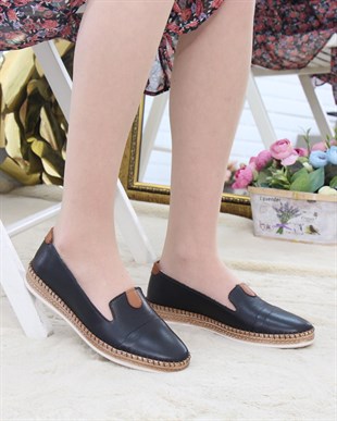 Nesil Shoes Syg P01 Siyah Hakiki Deri Kadın Ayakkabı
