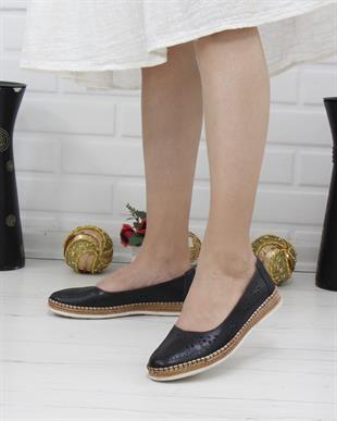 Nesil Shoes Syg P24 Siyah Hakiki Deri Kadın Ayakkabı