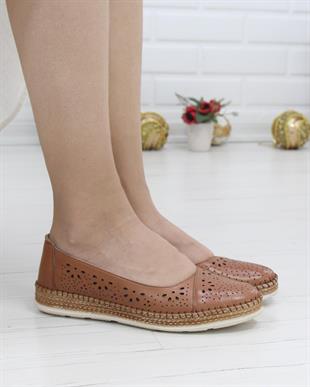 Nesil Shoes Syg P24 Taba Hakiki Deri Kadın Ayakkabı