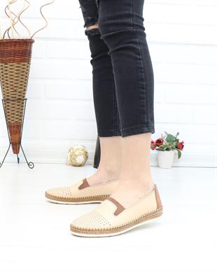 Nesil Shoes Syg P37 Bej Hakiki Deri Yumuşak Kadın Ayakkabı