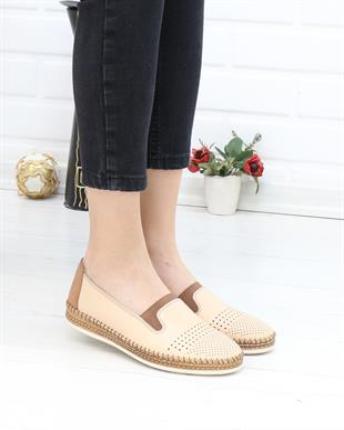 Nesil Shoes Syg P37 Bej Hakiki Deri Yumuşak Kadın Ayakkabı