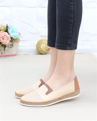 Nesil Shoes Syg P37 Bej Hakiki Deri Yumuşak Kadın Ayakkabı