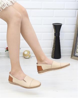 Nesil Shoes Syg P41 Bej Hakiki Deri Kadın Ayakkabı